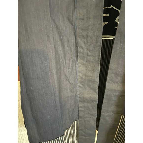 Traditional Japanese Happi Coat Kanji Print Striped Open Front Size Fits L-XL - Picture 11 of 16